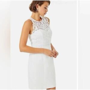 Lilly Pulitzer womens 6 white lace mini shift dress new cotton lined sleeveless